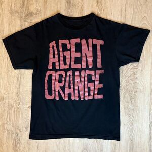 Vintage Agent Orange Band T-Shirt Red Logo Black Small Punk Rock Tee